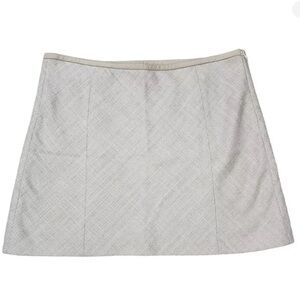 Theory New Goat Leather Virgin Wool Silk Ecru Short Skirt 6